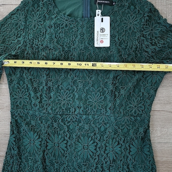 Green Flutter Sleeve Sheath Midi Dress for Wedding Guest - Picture 6 of 11